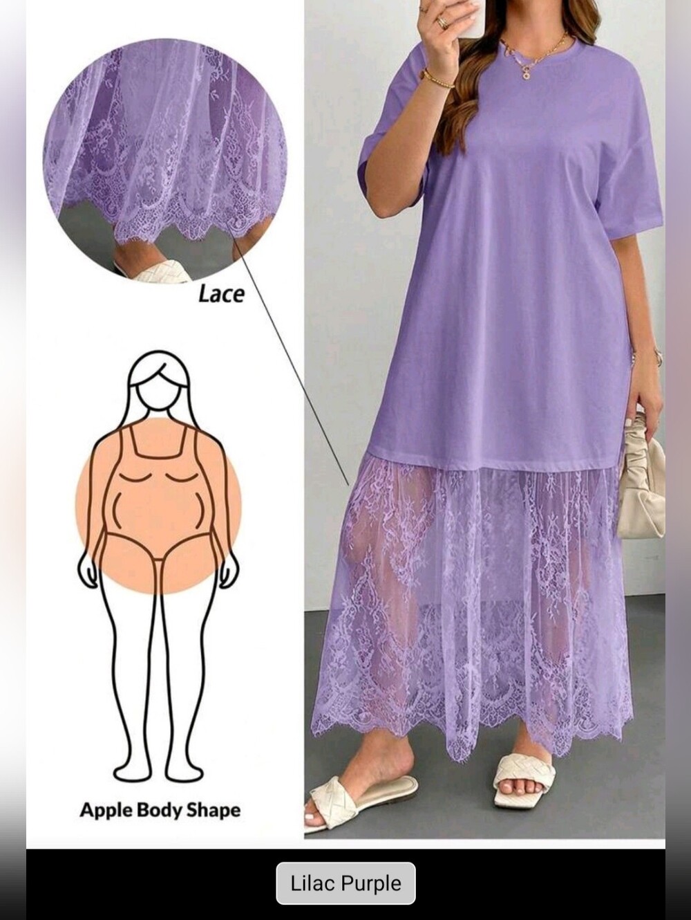 Lilac Lace Trim Maxi